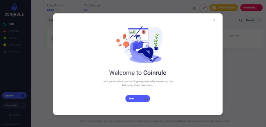 ยินดีด้วย! คุณได้สมัครบัญชี Coinrule ของคุณอย่างเป็นทางการแล้ว