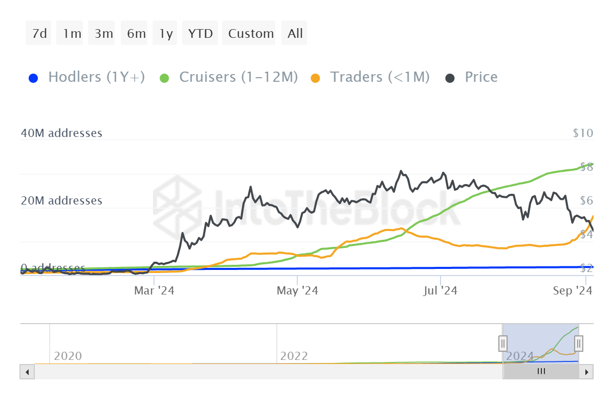 การกระจายที่อยู่ของนักลงทุน Toncoin.