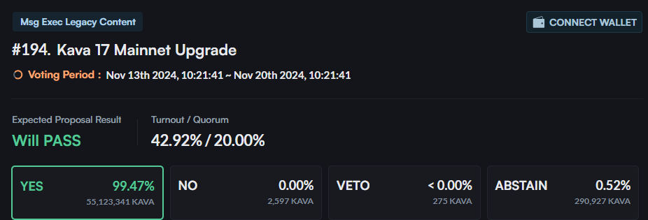 การโหวตข้อเสนอการอัปเกรด Kava