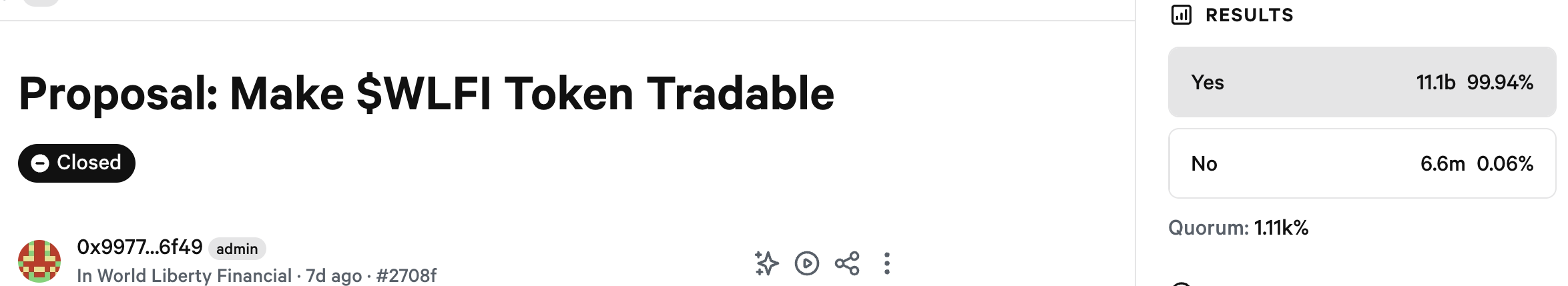 Proposal to Make WLFI Tradable